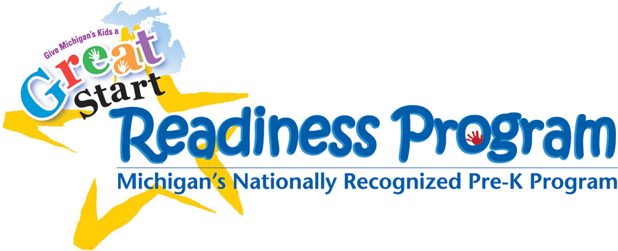 Great Start Readiness Program Logo- Michigan's nationally recognized Pre-K program